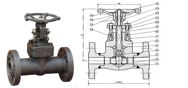 沃茨锻钢法兰闸阀结构图